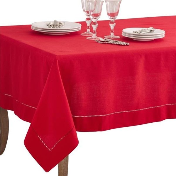 Saro Lifestyle SARO 6301.R70104B 70 x 104 in. Rectangle Classic Hemstitch Border Tablecloth  Red 6301.R70104B
